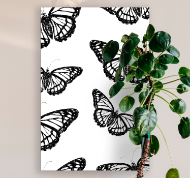 Canvas schilderij woonkamer Zwart-witte vlindervleugel - TenStickers