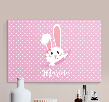 Canvas schilderij baby's Schattig konijntje voor meisje met naam - TenStickers