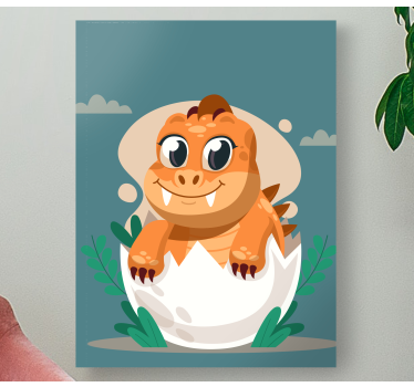 Canvas schilderij dinosaurussen Dinosaurus baby in schelp - TenStickers