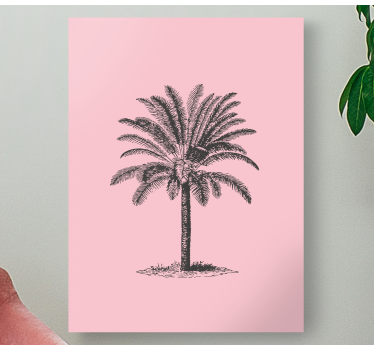 Canvas schilderij eetkamer Roze palmboom ontwerp - TenStickers