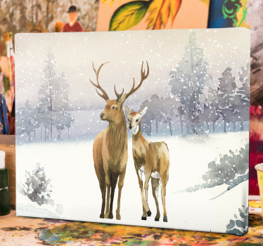 Canvas schilderij herten Familie herten - TenStickers