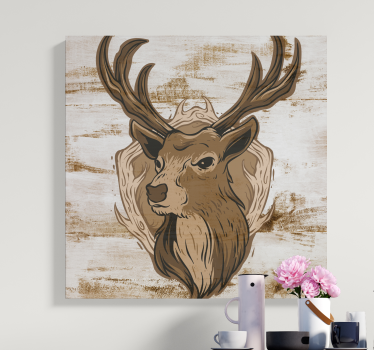 Canvas schilderij herten Houten hert - TenStickers