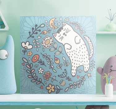 Canvas schilderij Schattige mandala met kat - TenStickers