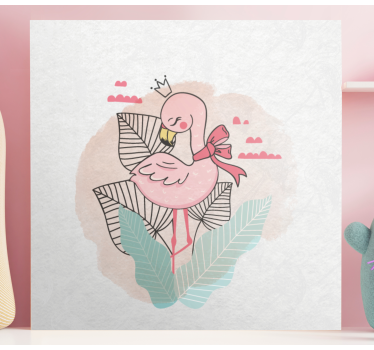 Canvas schilderij dieren flamingo met strik - TenStickers