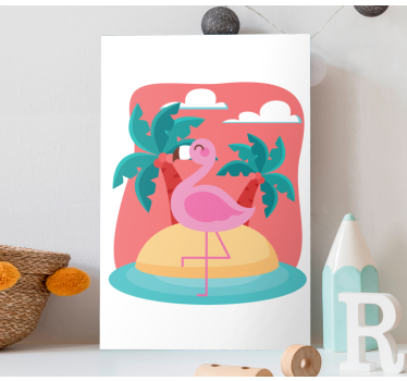 Canvas schilderij dieren flamingo op eiland - TenStickers