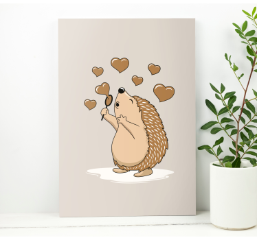 Canvas schilderij dieren gelukkige egel harten - TenStickers