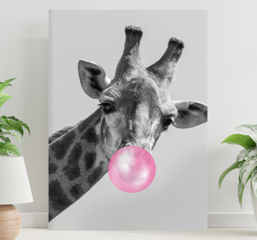 Canvas schilderij dieren giraffe met bellen - TenStickers