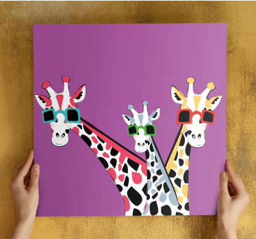 Canvas schilderij dieren giraffen in zonnebril - TenStickers