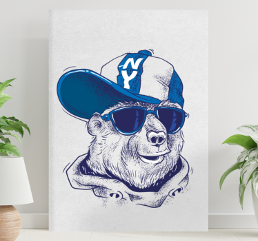 Canvas schilderij dieren in coole berenstijl - TenStickers