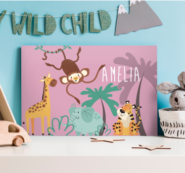 Canvas schilderij dieren jungle vrienden uit de jungle - TenStickers