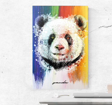Canvas schilderij dieren kleurrijk panda portret - TenStickers