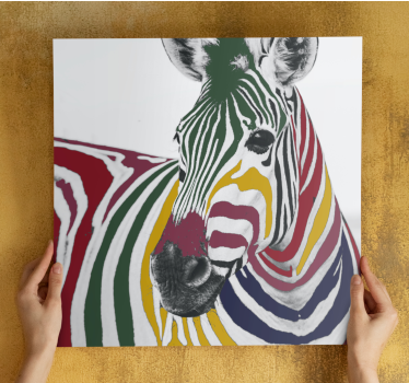 Canvas schilderij dieren kleurrijk zebra portret - TenStickers