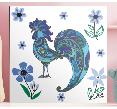 Canvas schilderij dieren kleurvolle haan sculptuur - TenStickers