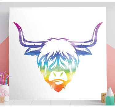 Canvas schilderij dieren kleurvolle hooglandrund - TenStickers