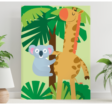 Canvas schilderij dieren koala en giraffe - TenStickers