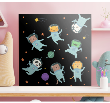 Canvas schilderij dieren kosmisch dierenavontuur - TenStickers