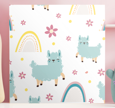Canvas schilderij dieren lama en bloemen - TenStickers