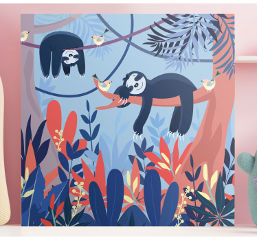 Canvas schilderij dieren luiaards op tak - TenStickers