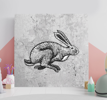 Canvas schilderij dieren rennende konijn ontwerp - TenStickers