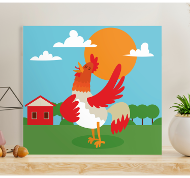 Canvas schilderij dieren rooster viert de zonsopgang - TenStickers