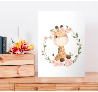Canvas schilderij dieren schattig giraffe ontwerp - TenStickers