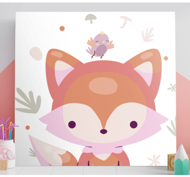 Canvas schilderij dieren schattig vos ontwerp - TenStickers