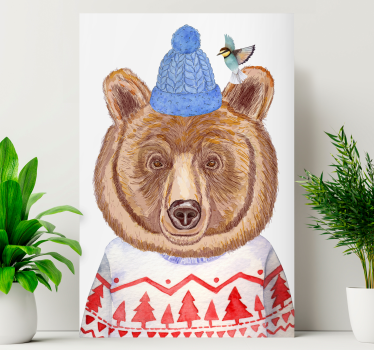 Canvas schilderij dieren schattige beer illustratie - TenStickers