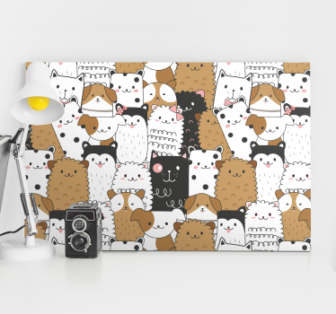 Canvas schilderij dieren schattige dierengezichten - TenStickers