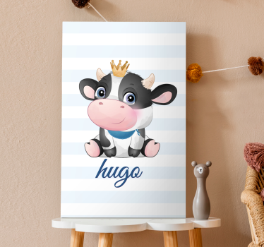 Canvas schilderij dieren schattige gekroonde koe - TenStickers