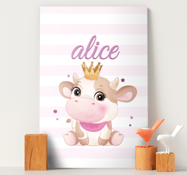Canvas schilderij dieren schattige koe prinses - TenStickers