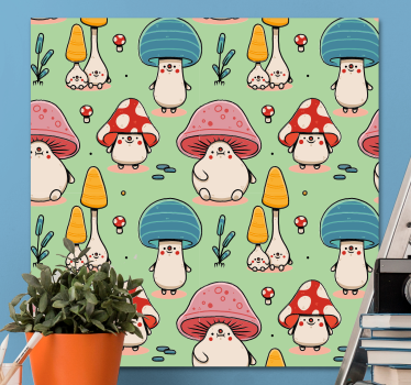 Canvas schilderij dieren schattige paddenstoelen wezens - TenStickers