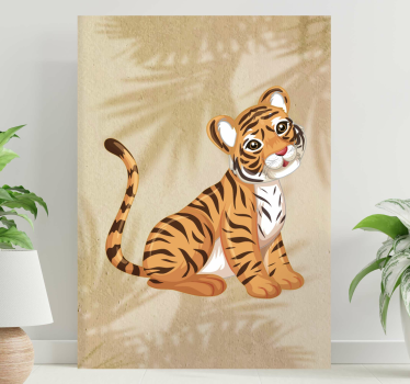 Canvas schilderij dieren schattige tijger illustratie - TenStickers