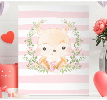 Canvas schilderij dieren schattige vos ingelijst - TenStickers