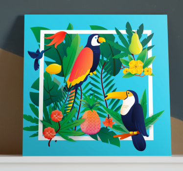 Canvas schilderij dieren tropische papegaaien ontmoeting - TenStickers