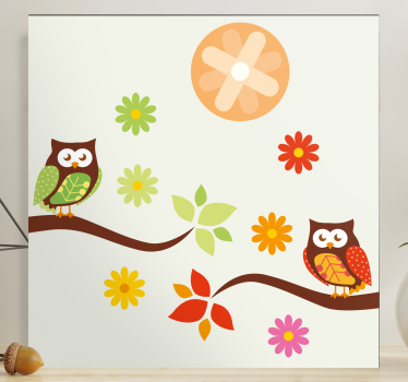 Canvas schilderij dieren uilenfamilie vreugde - TenStickers