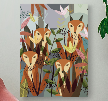 Canvas schilderij dieren vossen in het bos - TenStickers