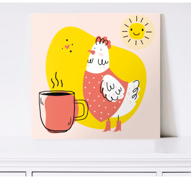 Canvas schilderij dieren vrolijke kip ochtend - TenStickers