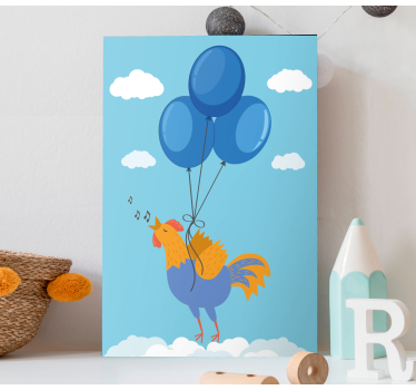 Canvas schilderij dieren zingende haan ballonnen - TenStickers