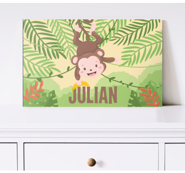 Canvas schilderij dinosaurus aap hangplezier - TenStickers