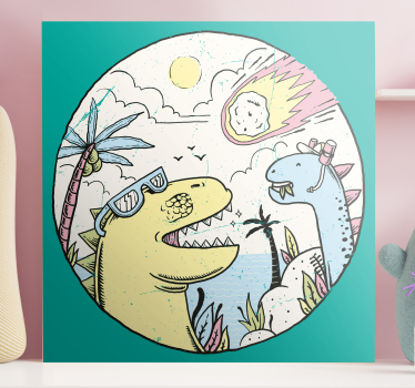 Canvas schilderij dinosaurus avontuur van dinosaurussen - TenStickers