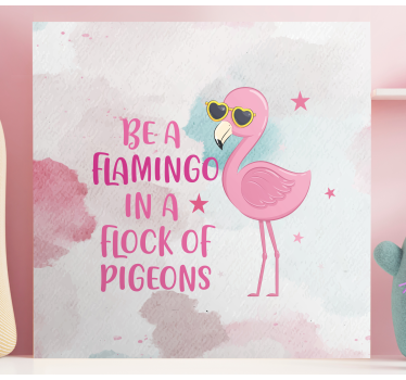 Canvas schilderij dinosaurus flamingo met zonnebril - TenStickers