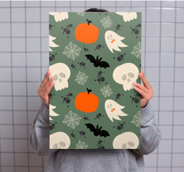 Canvas schilderij dinosaurus halloween thema elementen - TenStickers