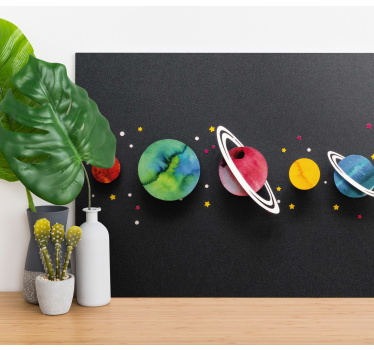 Canvas schilderij dinosaurus ruimte planeten systeem - TenStickers