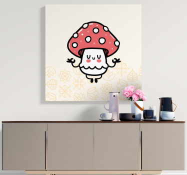 Canvas schilderij dinosaurus schattig paddenstoeltje - TenStickers