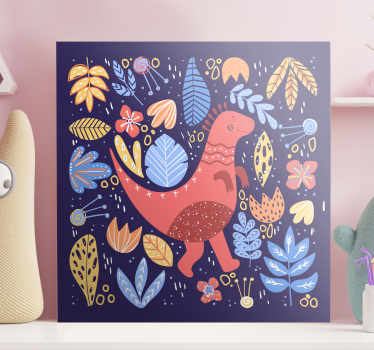 Canvas schilderij dinosaurus speelse dinosaurus illustratie - TenStickers