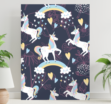 Canvas schilderij eenhoorn betoverende eenhoorns spelen - TenStickers