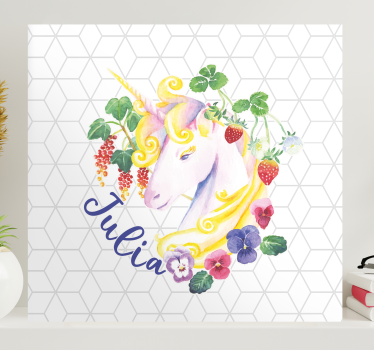 Canvas schilderij eenhoorn bloemenarrangement - TenStickers