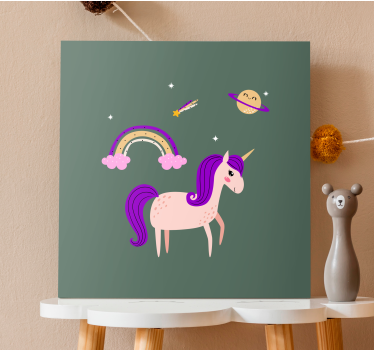 Canvas schilderij eenhoorn dromerige eenhoorn avontuur - TenStickers