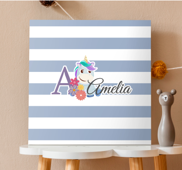 Canvas schilderij eenhoorn gepersonaliseerd ontwerp - TenStickers
