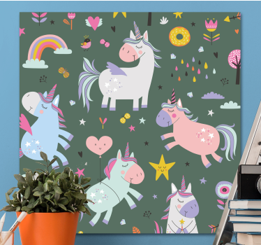 Canvas schilderij eenhoorn magische eenhoorn parade - TenStickers